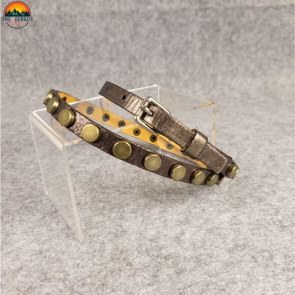 Brave Western Belt Brown Metallic Brass Rivets Boho Cowgirl Coastal Women's 28 - Picture 2 of 11